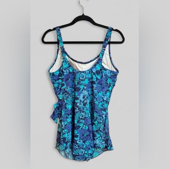 LL Bean Sarong UPF 40+ Slimming One Piece Swimsuit Size 18W - Picture 5 of 8